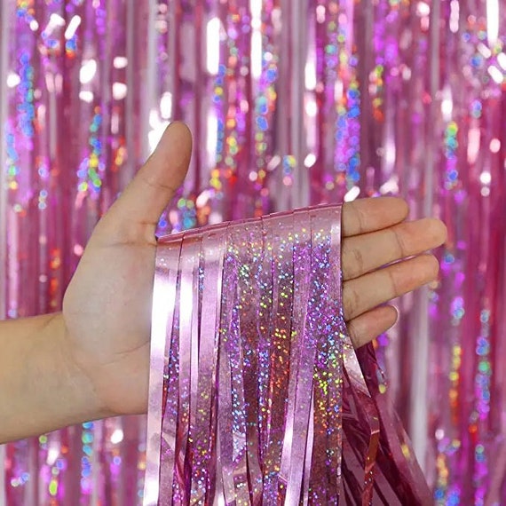 Pink Backdrop Glitter Curtains, Pink Birthday Party Decorations