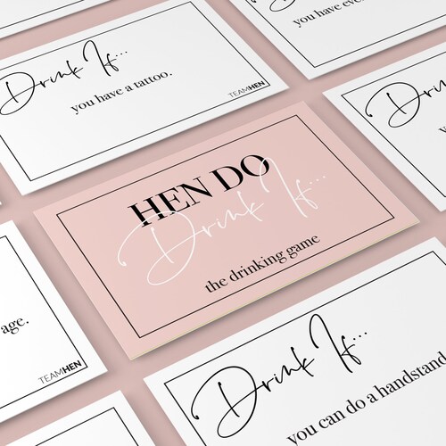 Hen Party Games, Hen Party Drinking Game, hen night game, bridal shower game, classy hen party, table games, icebreaker,
