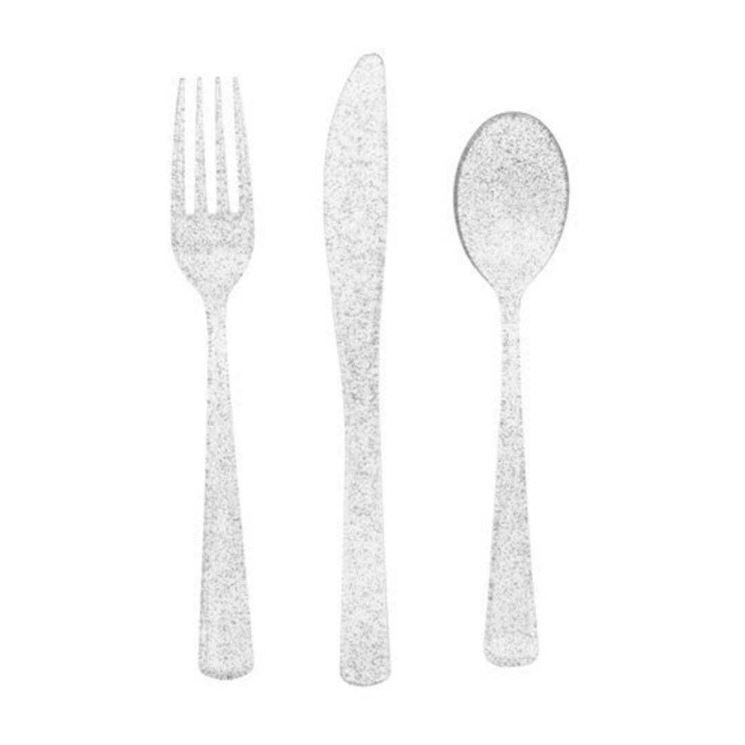 Silver Glitter Cutlery Set Hen Party Cutlery 18 Piece Party Etsy UK
