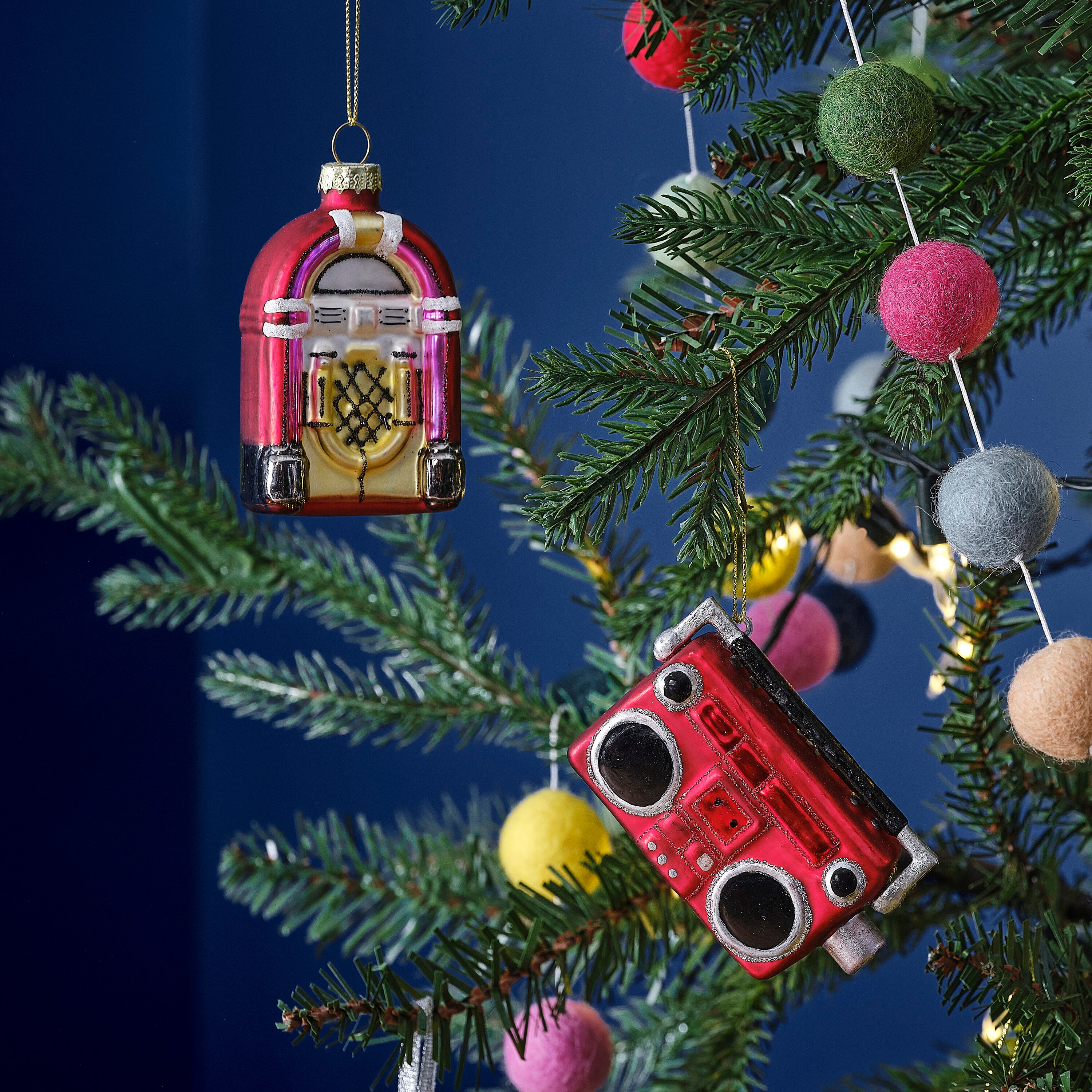 Set of 4 Christmas Decorations, Wooden Decorations, Tree, Bauble, Wooden  Star, Holiday, Stocking, Folk Decor, Nordic Holiday Decor, Scottish 
