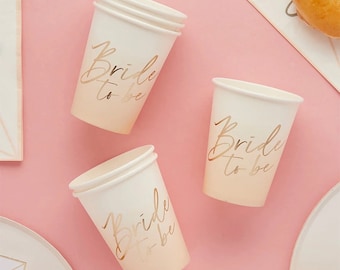 Hen Party Paper Cups, Peach & Gold Hen Party Decor, Hen Party Accessories, Classy Hen Party Decor, Hen Party Accessories