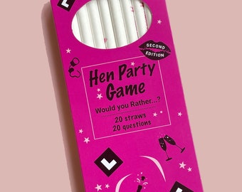 Hen Party Drinking Game - Would You Rather  - Hen Party Straws - Hen Party Drinking Game - Drink While You Think - Hen Party Games, 18+