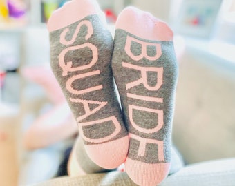 Bride Squad Socks, that make the perfect hen party gift for your entire Bride Squad, just pop them into your hen party goody bags.