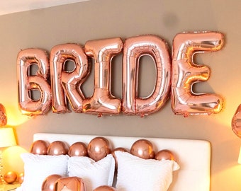 Jumbo Rose Gold Bride Letter Balloons, Hen Party Balloon, Bride Balloon, Bridal Balloon, Hen Night Balloon,Hen Party Decorations