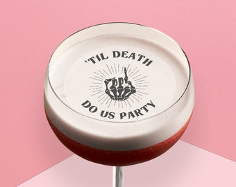 Hen Party Cocktail Toppers - 10 Pack, Til Death Do Us Party Cocktail Toppers, Edible Cocktail Toppers, Hen Party Edible Cocktail Toppers