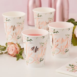 Hen Party Cups, FLORAL Hen Party Cups, Rose Gold Hen Party Cups,Hen Do Cups,Hen Night Cups,Paper Party Cups, Hen Party Accessories