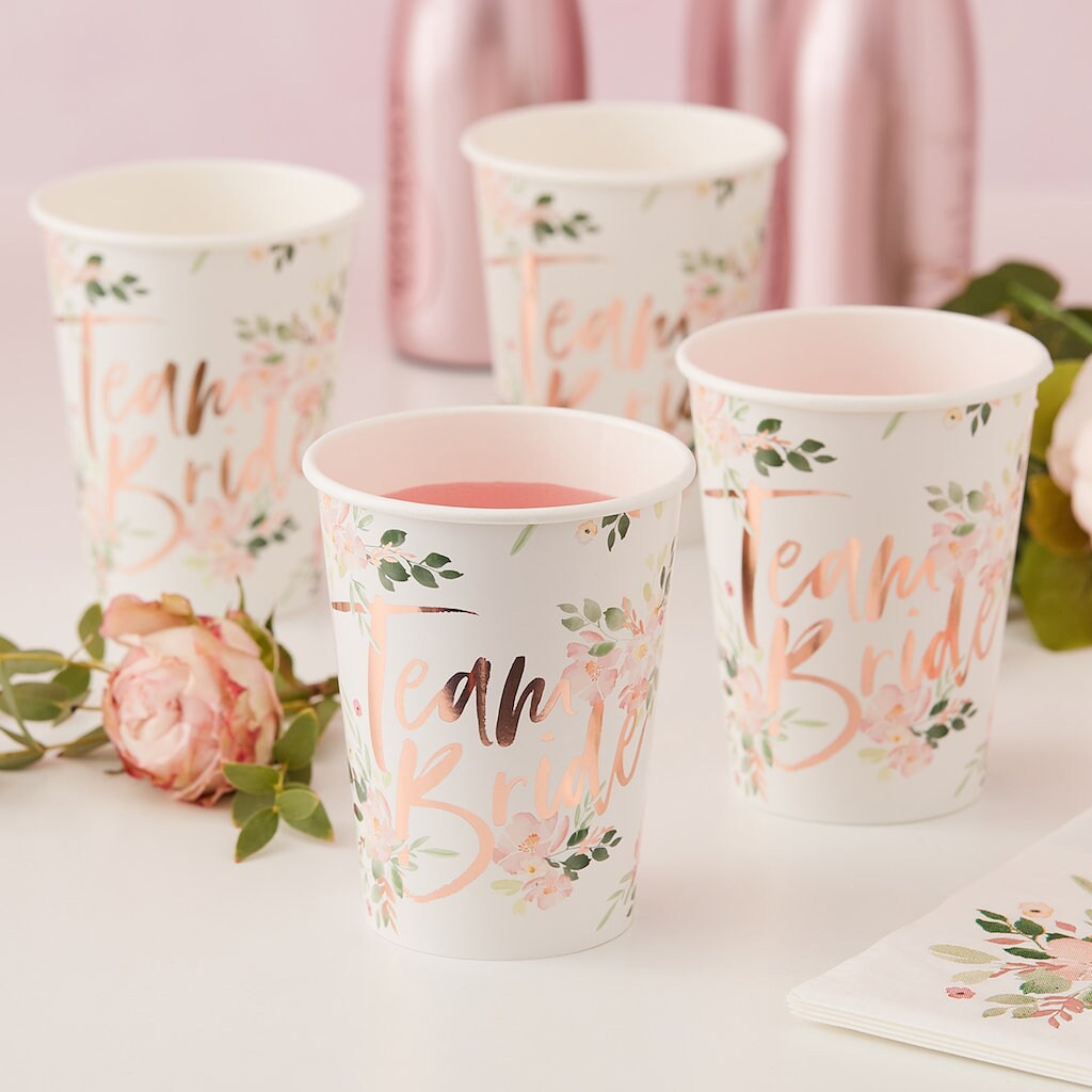 Hen Party Cups FLORAL Hen Party Cups Rose Gold Hen Party Etsy UK