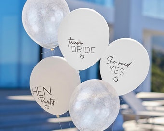 Team Bride White Confetti Balloons, Hen Party Confetti Balloons, blush hen party balloons, Hen Party Decorations,Classy Hen Party