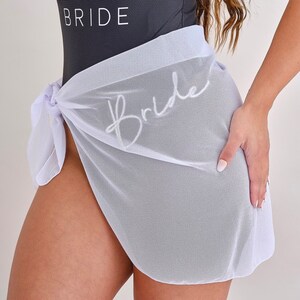 Chic White Bride Sarong with White Bride Embroidery - Must-Have for Destination Hen Parties and Weddings