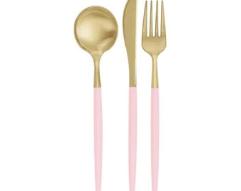 Pink & Gold Chic Cutlery Set | 12 Piece Set | Hen Party Cutlery