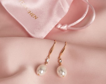 Pearl Drop Earrings, Bridesmaid Pearl Earrings, Bridal Pearl Earrings, Hen Party Earrings, Wedding Earrings