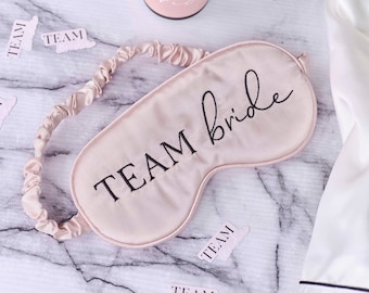 Pink Satin Team Bride Eye Mask, Bride Sleep Mask, Bachelorette Eye Mask, Hen Party Eye Mask, Hen Party Sleeping Mask, Bride Eye Mask