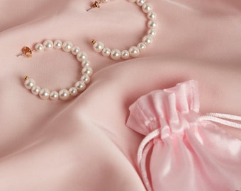 Pearl Hoop Earrings, Bridesmaid Pearl Earrings, Bridal Pearl Earrings, Hen Party Earrings, Wedding Earrings