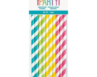 Jumbo Smoothie Hen Party Paper Straws - 10 Pack