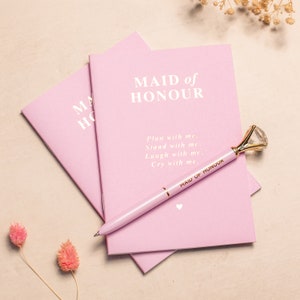 Bridesmaid Notebook A6 Pink Card with Gold Foil Details Hen Party Planning image 6