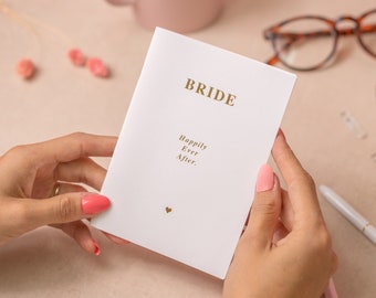 Carnet de notes A6 pour future mariée : carte blanche rehaussée de feuille d'or - Planification de mariage