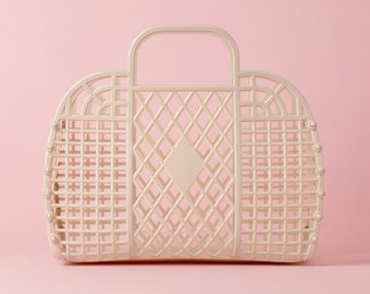 Retro-Inspired Cream Jelly Bag | Party Goody Bag | Retro Chic Jelly Tote | Available in 7 Colours