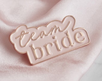Team Bride Lapel Pin, Rose Gold & White Hen Party Lapel Pin, Hen Party Badge, Team Bride Badge