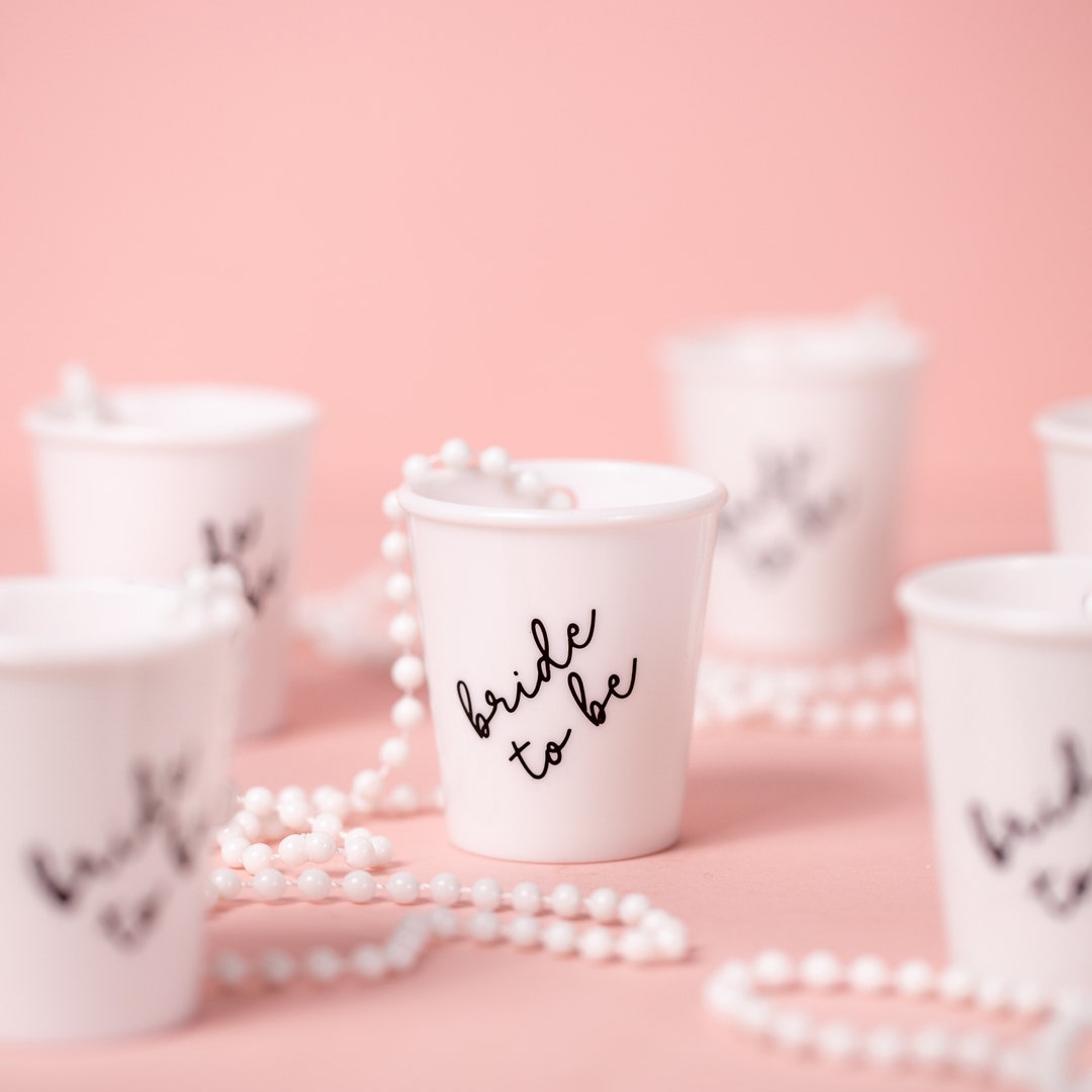 Bride to Be Shot Necklace, Hen Party Shot Glasses, White Shot Glasses