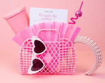 Bright Pink Retro Jelly Bag | Perfect for Party Goodie Bags | Available in 7 Colours | DIY Assembly and Fill with Goodies