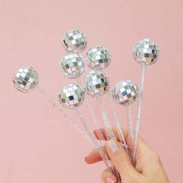 Disco Ball Drink Stirrer, Glitter ball cocktail accessory, Last Disco Hen Party decorations,