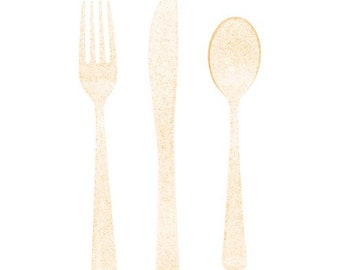Gold Glitter Cutlery Set, Hen Party Cutlery, 18 Piece Party Cutlery Set, Glitter Hen Party Cutlery Set, Gold Glitter Hen Party Decor