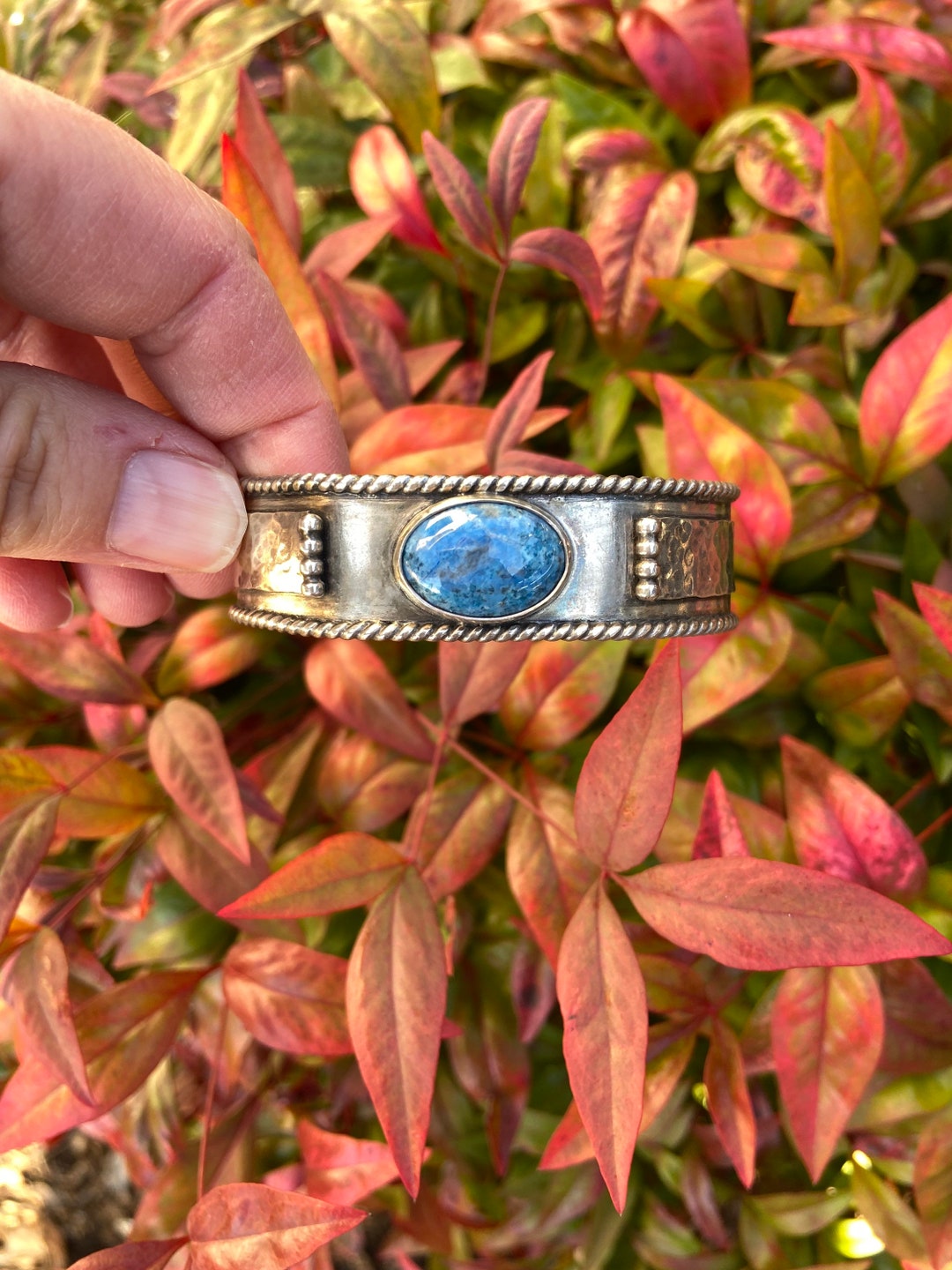Blue Lapis and Sterling Silver Statement Cuff