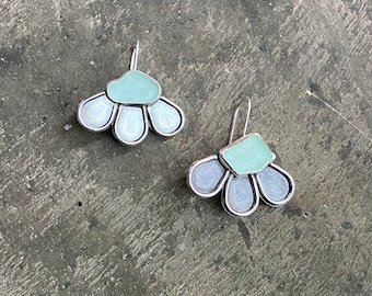 Sea glass earrings with Sterling silver metalwork setting