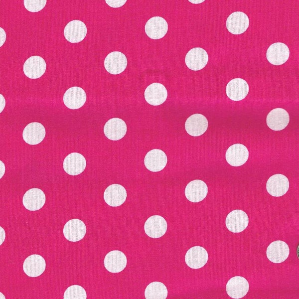 Pink Polka Dot Fabric, Pink Cotton Fabric, Fabric by the Yard, sewing fabric, craft fabric, pink dot fabric