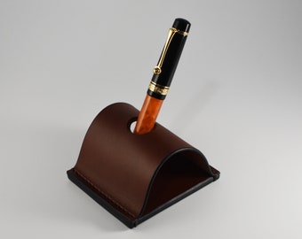 Fountain Pen Holder, Fountain Pen Stand, Leather Single Desk Pen Holder, Pen Holder for Desk, Fountain Pen Case, Pen Holder Personalized