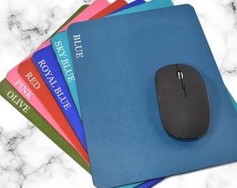 Personalized Luxurious Leather Mouse Pad 8 x 10 Work From Home Office Accessories, WFH, Bright Colors Available
