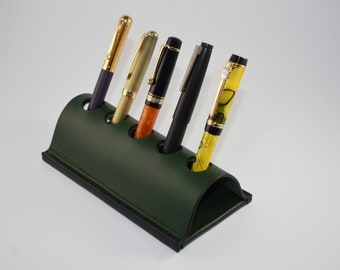 Desk Pen Holder, Executive Pen Holder for Desk, Leather 5 Fountain Pen Case, Pen Holder, Pen Stand, Fountain Pen Holder Personalized