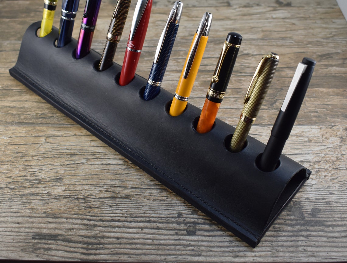 Fountain Pen Stand Desk Pen Holder Leather 10 Pen Holder for Etsy