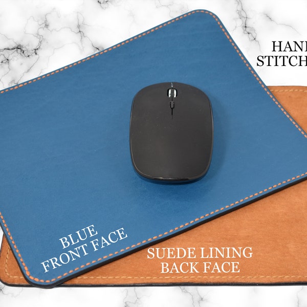 Personalized Suede Back Lined Luxurious Leather Mouse Pad 8 x 10 & Non-Slip Back for Work From Home Office, WFH, Bright Colors Available