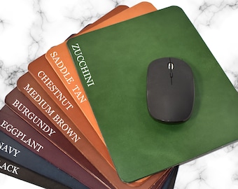 Personalized Luxurious Leather Mouse Pad 8 x 10 Work From Home Office Accessories, WFH, Classic Colors Available