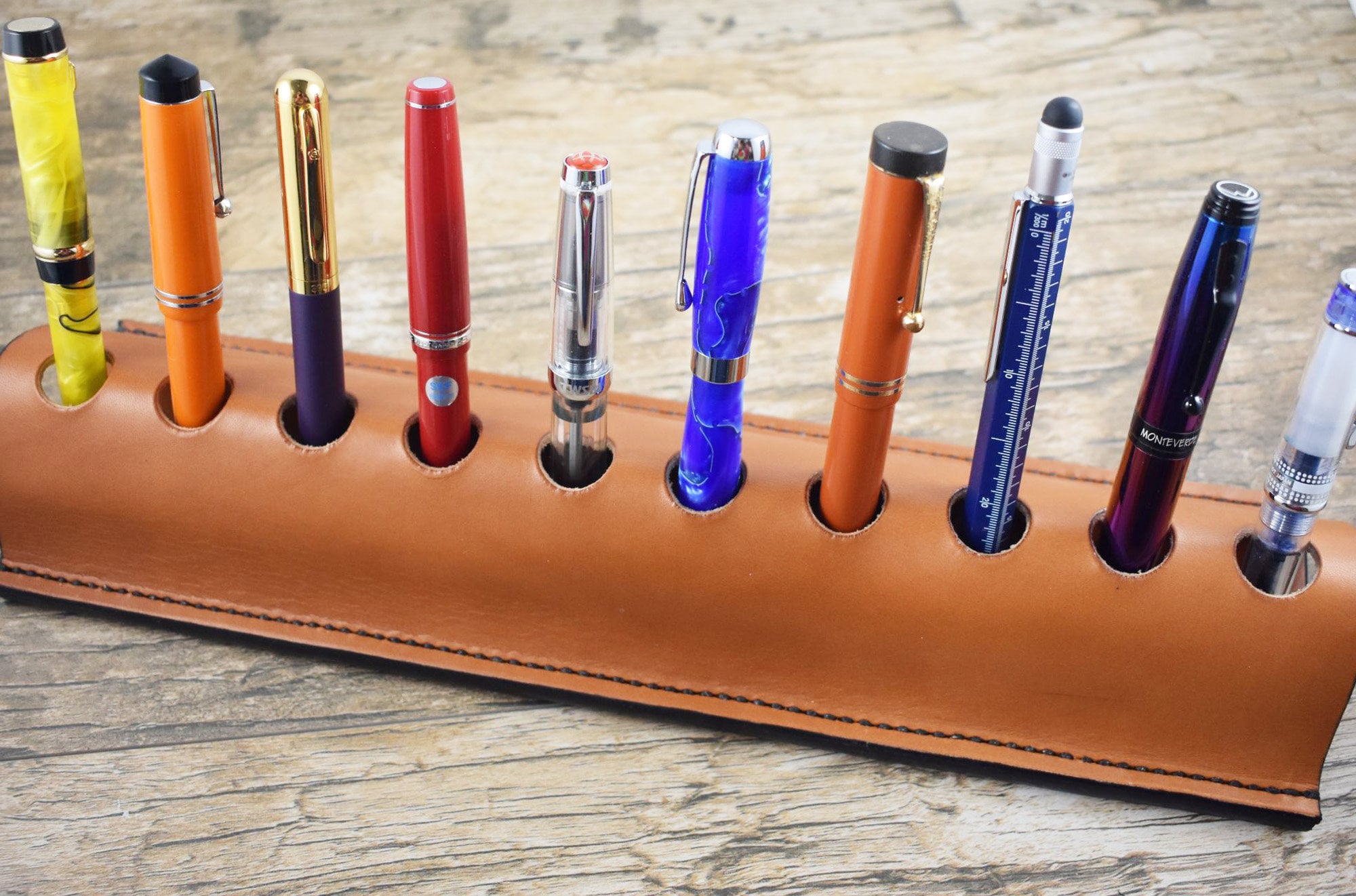 Fountain Pen Stand Desk Pen Holder Leather 10 Pen Holder for Etsy UK
