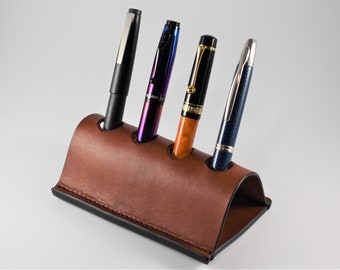 Pen Holder, Fountain Pen Case, Leather 4 Pen Holder for Desk, Desk Pen Holder, Fountain Pen Stand, Fountain Pen Holder Personalized