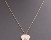 Solid Heart Jewelry Personalized Name Tag Charm Pendant Necklace in 14k Yellow Gold , 14k White Gold & 14k Rose Gold With 16 Inches Chain