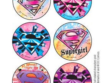 18 Supergirl Logo STICKERS Party Favors Birthday Party Treat Loot Bag Super Girl