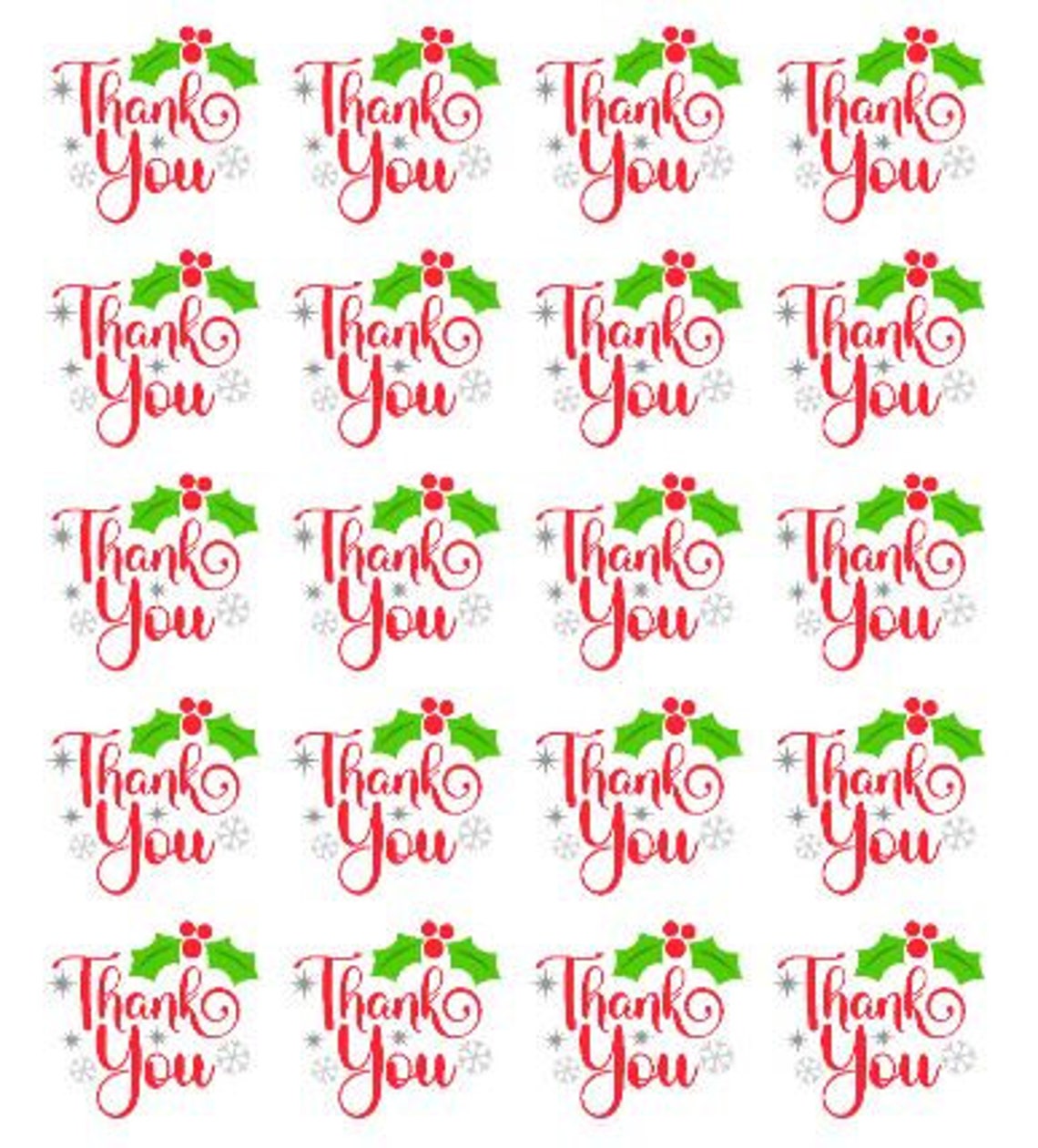 20 Thank You Christmas STICKERS Envelope Seals Christmas | Etsy