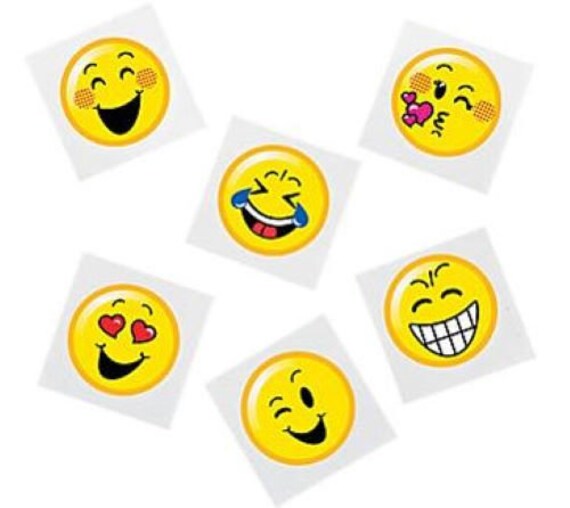 12 Emoji TATTOOS Party Favors Supplies for Birthday Treat Loot Bags