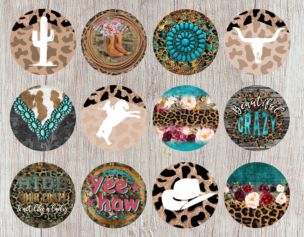 Freshie Western Cardstock Cutouts Rounds 2.5” inch for Freshies Random Mix | 12 Pk | for Scented Aroma Beads Bake with Mold for Car Freshie Designs