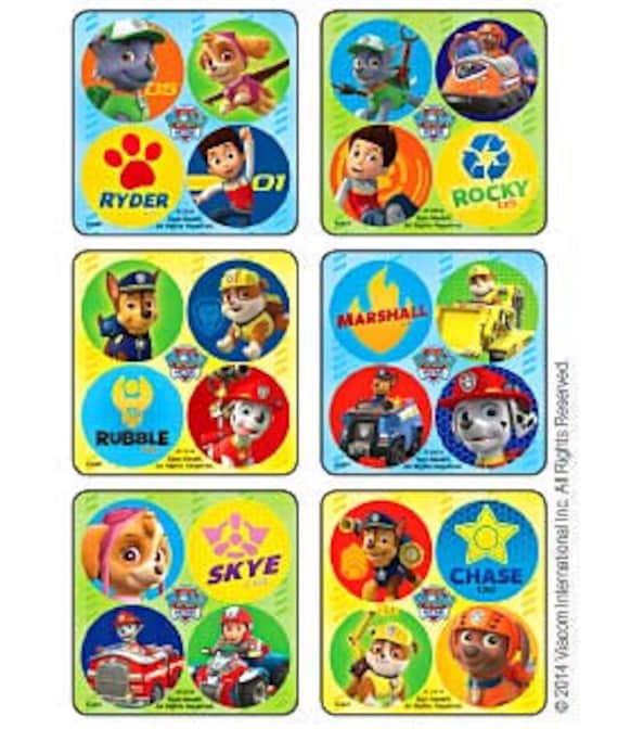 20 Paw Patrol Emoji STICKERS Party Favors Supplies Treat Loot Bags