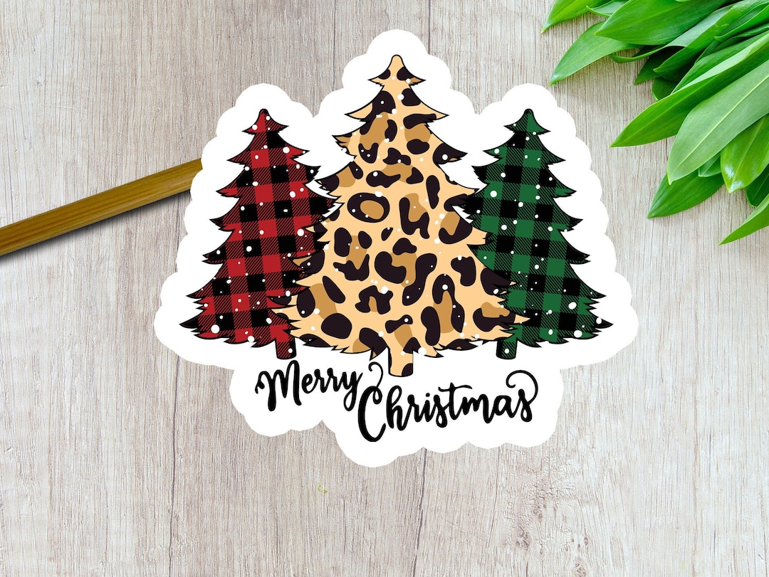 24 Merry Christmas STICKERS, Christmas Trees STICKERS, Envelope Seals