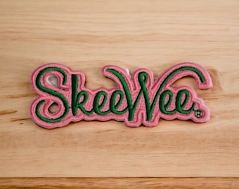 Skee Wee Iron-On Patch, Pink and Green, HBCU Greek