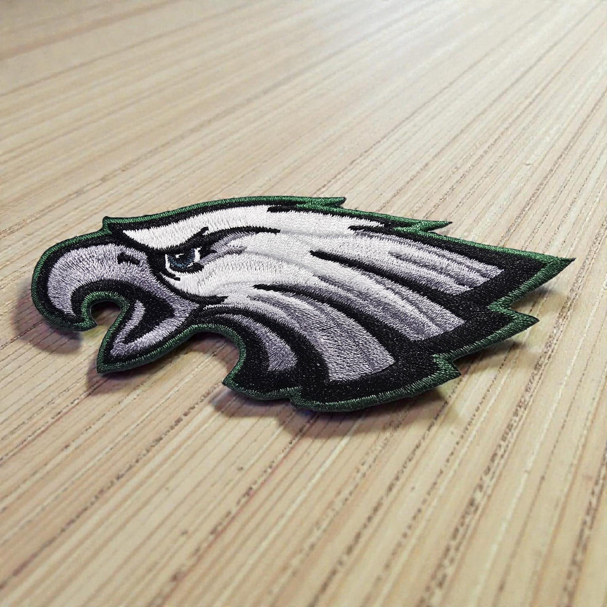 Philadelphia Eagles BIG 6.5 Inch Iron-On Embroidered Patch, Silver