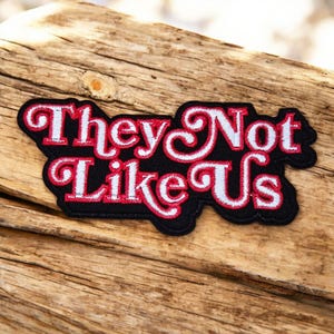Strykmärke "They Not Like Us" 7,5 cm i storlek
