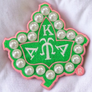 AKA Pearls and Ivy patch, patches,  1908, Pink and Green Patch, DIY Patches, Patches, ONE Patch Per Order