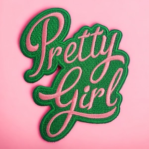 Pretty Girl - Pink & Green IRON ON patch, 1908, AKA
