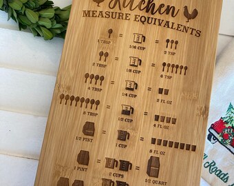 Chicken Cooking Conversion Chart, Bamboo Kitchen Cutting Board with Hanger, Decorative Charcuterie Board, Deli / Cheese Tray